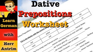 Dative Prepositions in German Worksheet Explanation