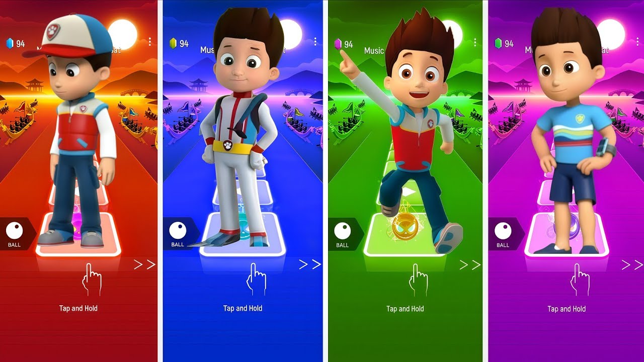 Paw Patrol Ryder VS Rubble Paw Patrol VS Paw Patrol VS Marshall - Tiles Hop EDM Rush