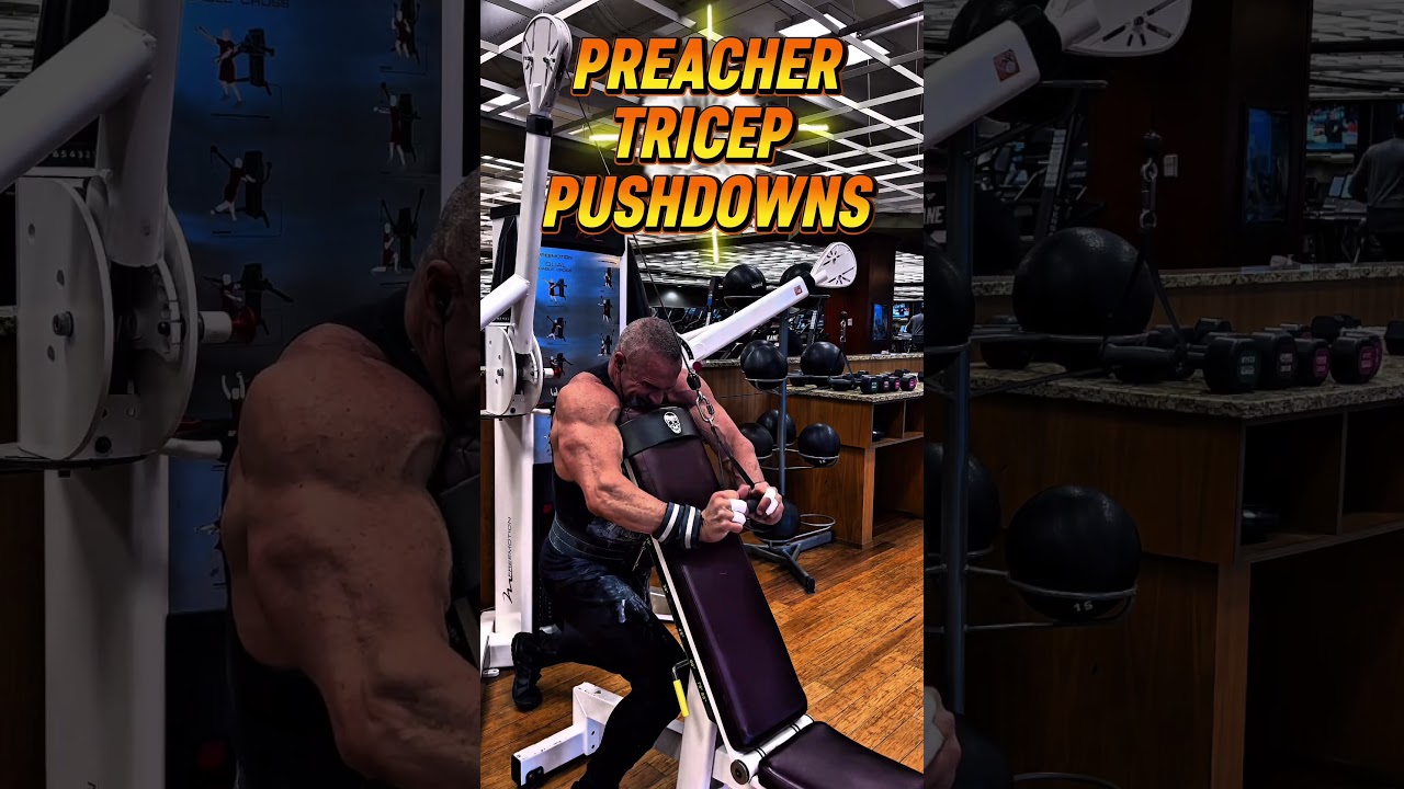 PREACHER TRICEP PUSHDOWNS #TRICEPS #WORKOUT #MOTIVATION #muscle #workouttips