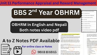 Details Unit 11 Performance Appraisal and Reward Management // English and Nepali both // BBS 2nd year #bbs Update
