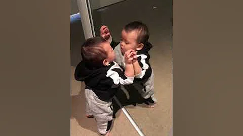 10 months old Baby Playing with Mirror