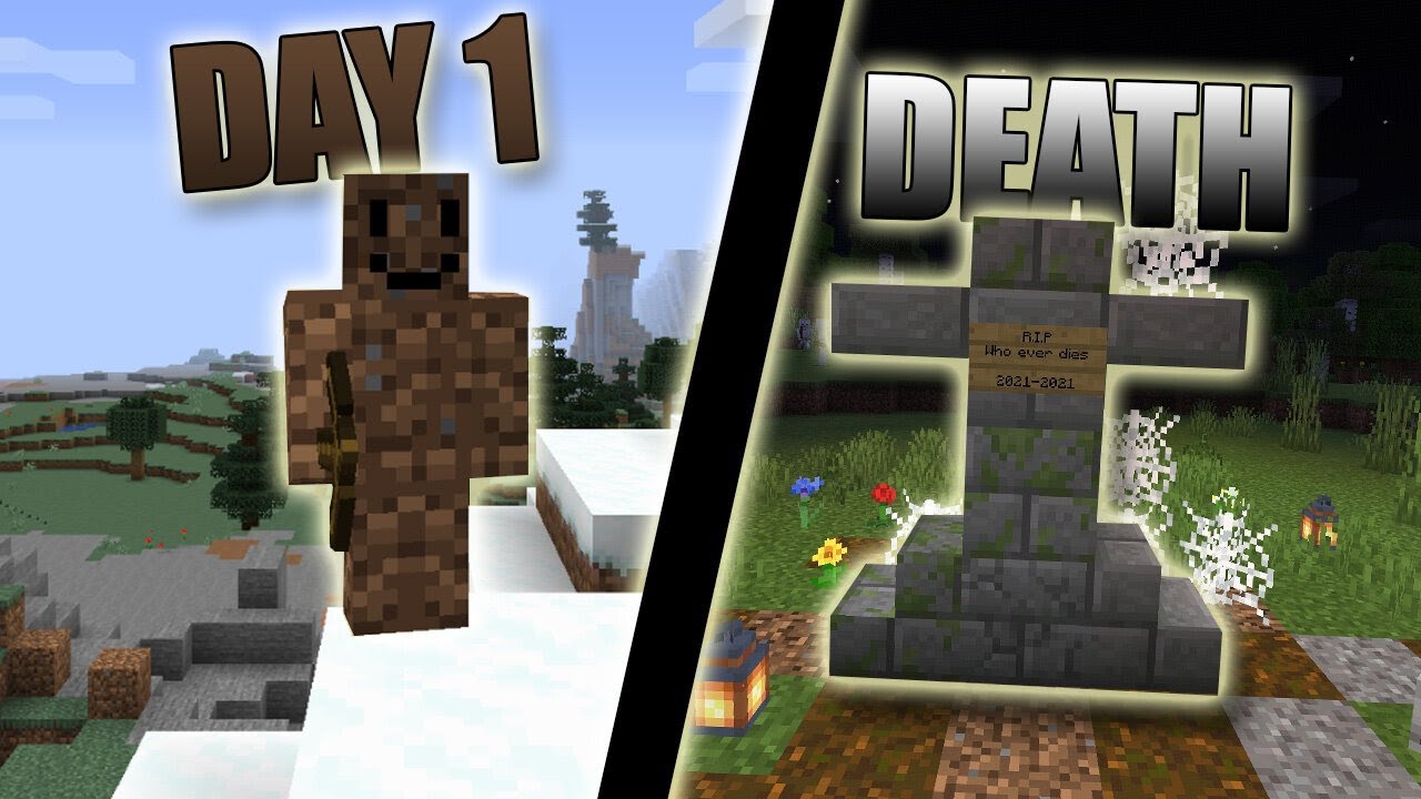 I survived 1 day in minecraft hardcore.... - YouTube