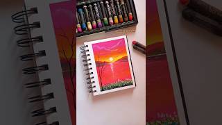 🌅Easy Sunset Landscape Drawing with Oil pastels