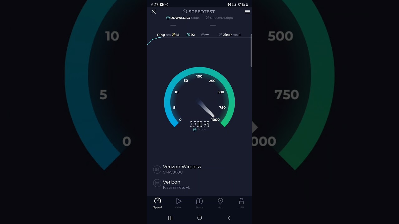 Verizon 5g uw speedtest on a tower