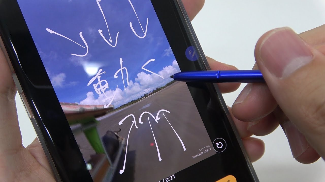 Galaxy Note10 Plus 動画の上に動く手書きイラスト 文字アニメーションを描くやり方 標準アプリの動画編集機能 Youtube