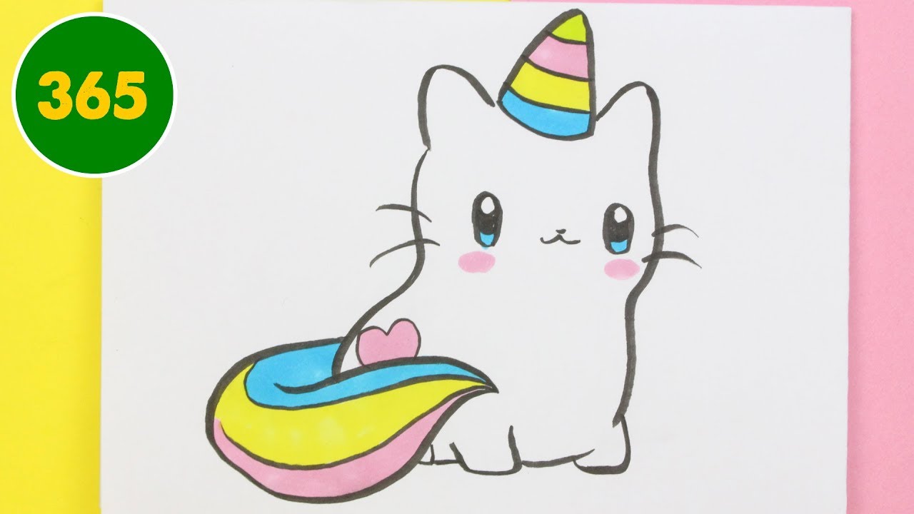 Comment Dessiner Un Chat Licorne Kawaii Pas à Pas Pour Les Enfants Dessin Facile