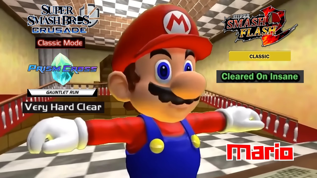 Smash Flash 2, Smash Crusade, and Prism Cross Run Playthroughs - Mario