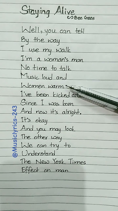 Staying Alive ~ Bee Gees #lyrics #oldsong #oldisgoldsongs #music