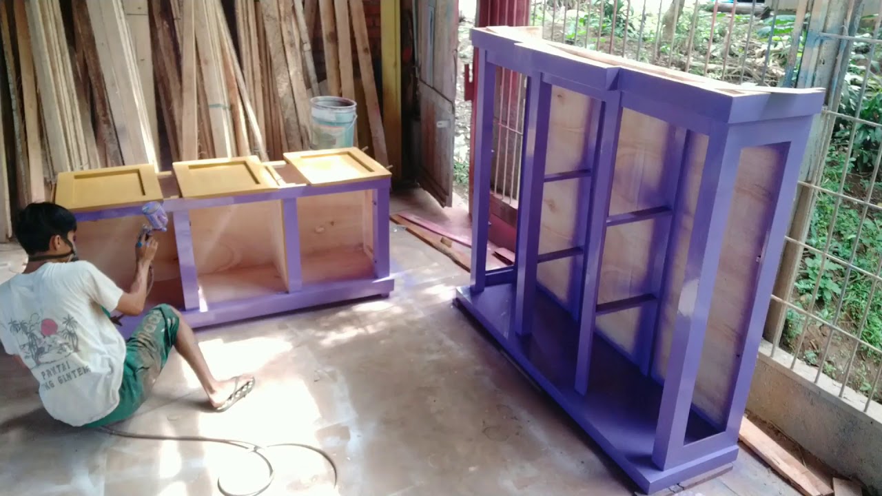 Finishing cat  warna  ungu liswar pajangan 3 pintu  YouTube