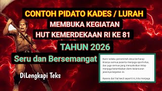Contoh sambutan  kades / Lurah pembukaan kegiatan hut kemerdekaan ri ke 81 tahun 2026