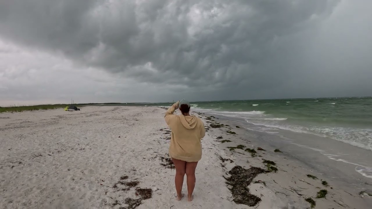 Shell Key Island Camping in a Storm 🌩️ | GoPro Captures Wild Winds & Tent Survival 🏕️