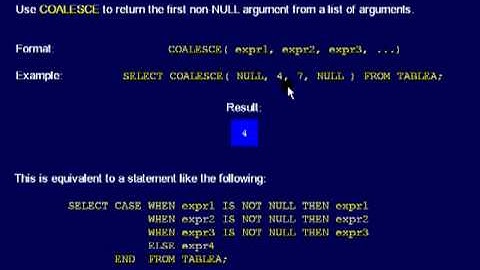 SQL 065 Scalar Functions, COALESCE or How do I get first non-NULL value?