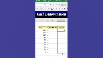 Cash Denomination in excel #shorts #excel #exceltips
