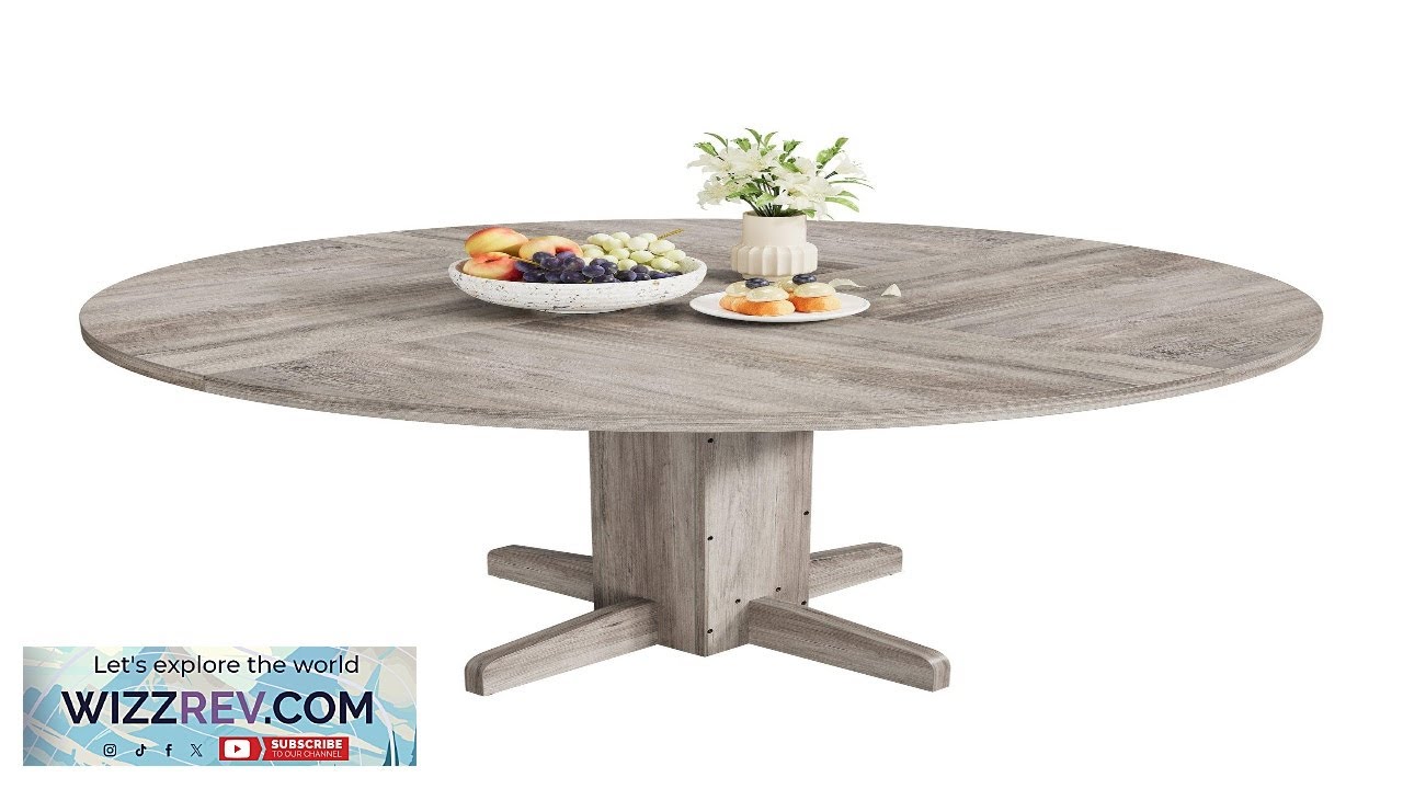 Garvee 47" Farmhouse Round Dining Table in Wood Grain Design with Wood