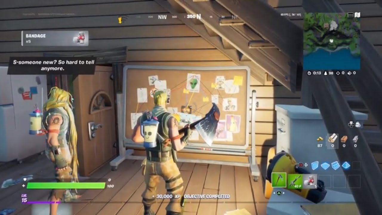 Interact with Bunker Jonesy’s Conspiracy board + Rubber Duckies | Fortnite Chapter 2 Season 7