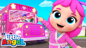 Wheels on the Bus - Pink Party Edition! | Little Angel Kids Songs & Nursery Rhymes