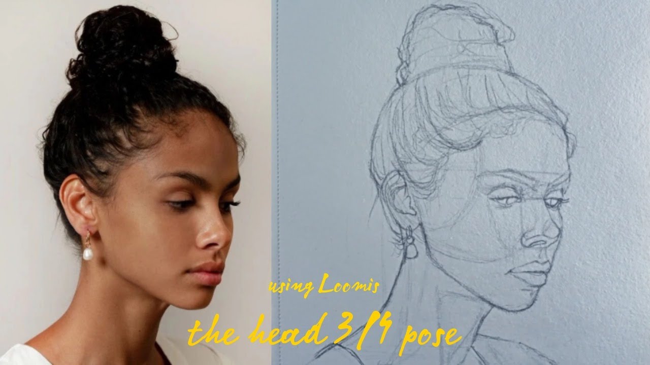 How to draw the head 3/4 pose using Loomis - YouTube