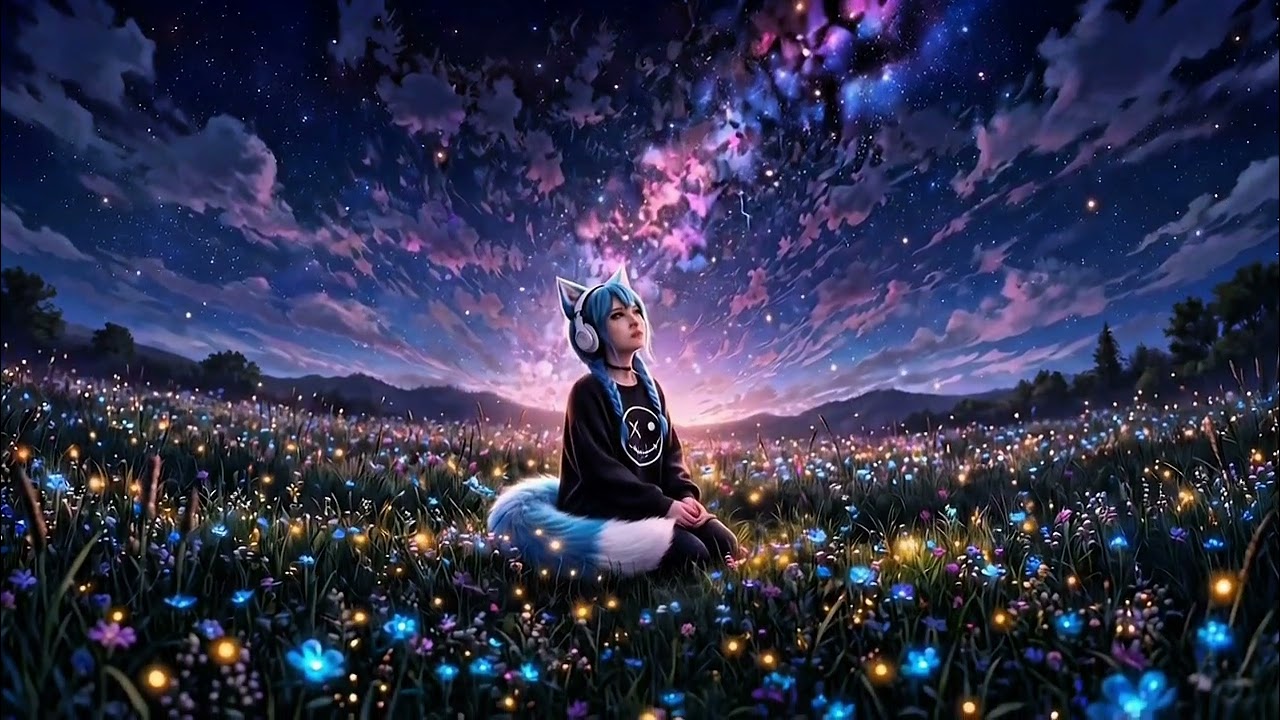 Relaxing Soft Anime Music | Stress Relief | Meadow Night