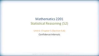 Math 2201 - Ch.5 Sec.5.6 - Confidence Intervals - Review Questions