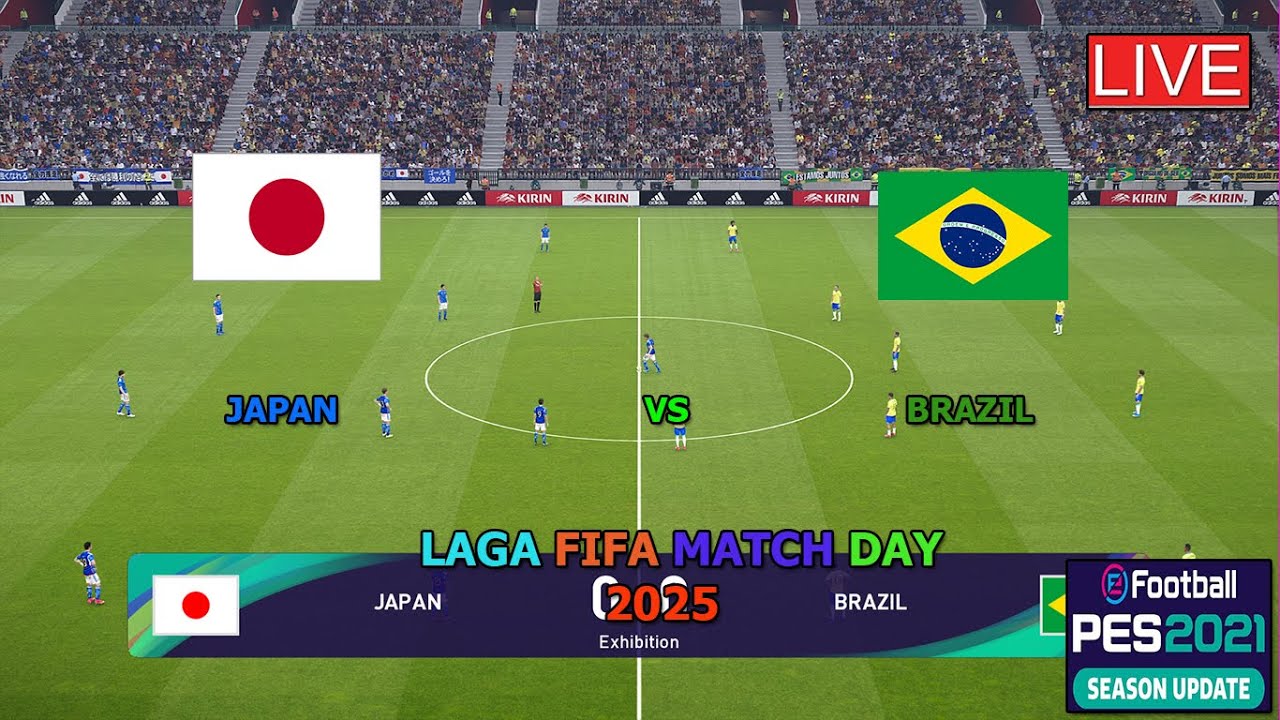 JAPAN VS BRAZIL (FIFA MATCHDAY LAGA UJI COBA 2025, GAMEPLAY PES 2021
