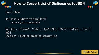 How to Convert List of Dictionaries to JSON