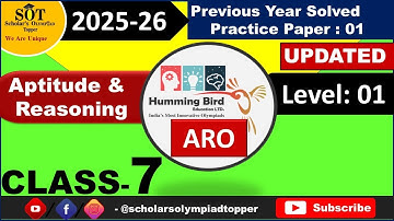 Class 7  Reasoning  | ARO | Humming Bird Aptitude & Reasoning  Olympiad |  Solved Paper  1 | Level 1