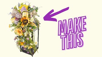 How to Make a Summer Sunflower Lantern Swag | Flower Arrangement on Top of Lantern