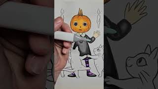 Lonely Pumpkin colored with alcohol markers.