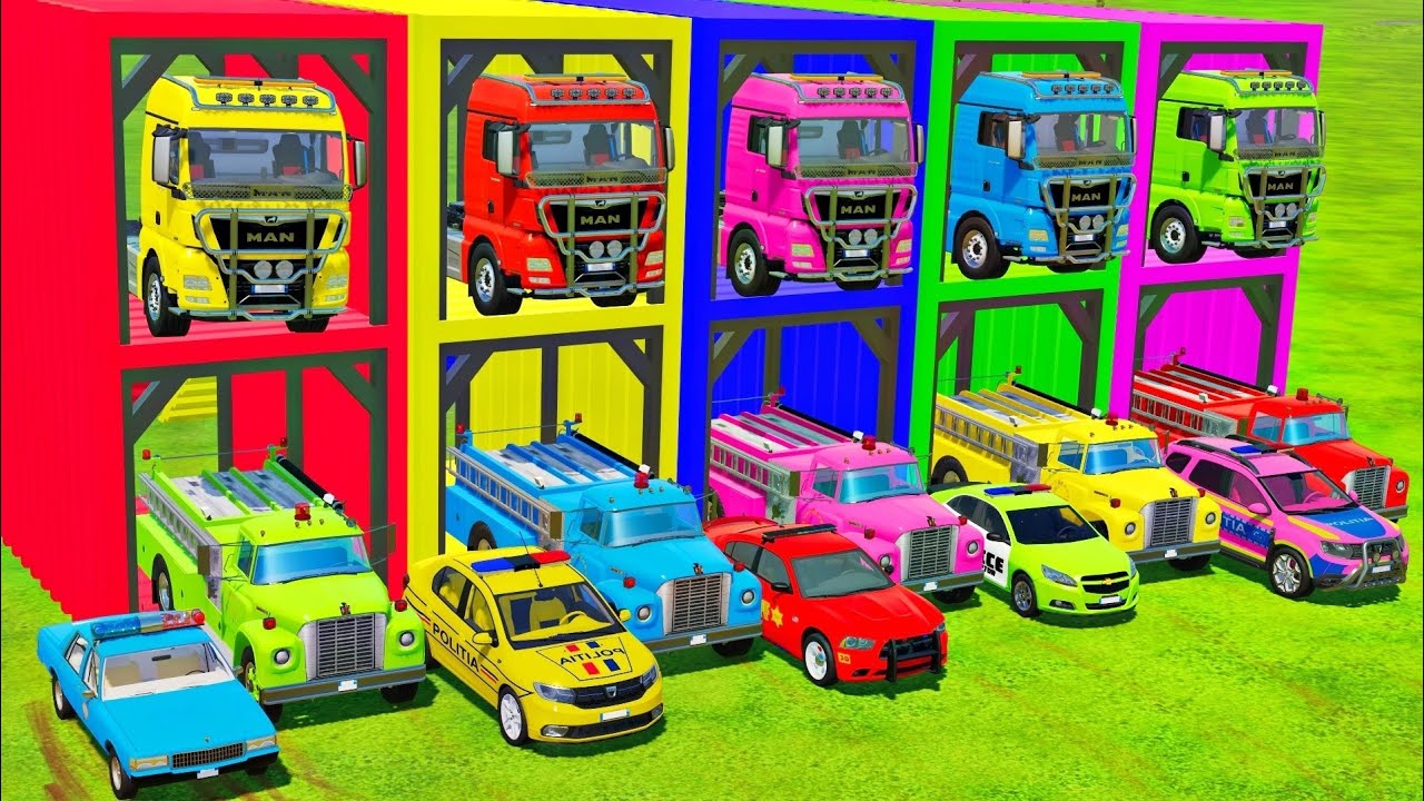 TRANSPORTING ALL POLICE CARS and AMBULANCE EMERGENCY VEHICLES WITH MERCEDES POLICE TRUCKS! FS22