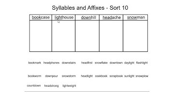 Syllables and Affixes Sort 10