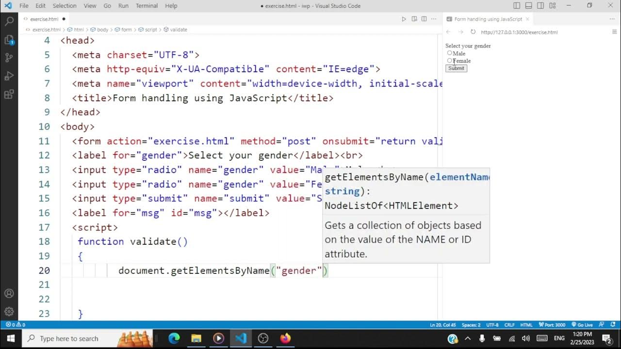 Form Handling using JavaScript (Accessing HTML form data from within ...