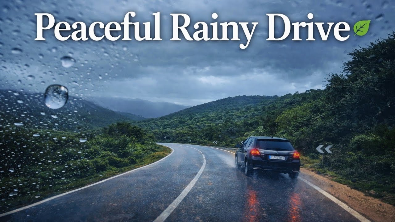 Peaceful Rainy Drive 🌿 Relaxing Piano & Rain for Stress Relief