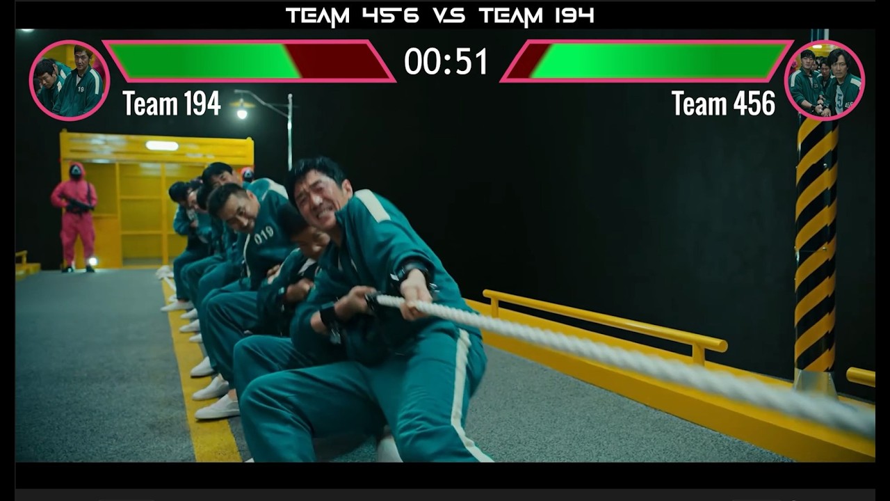 Squid Game Tug of War Team battle with healthbars YouTube