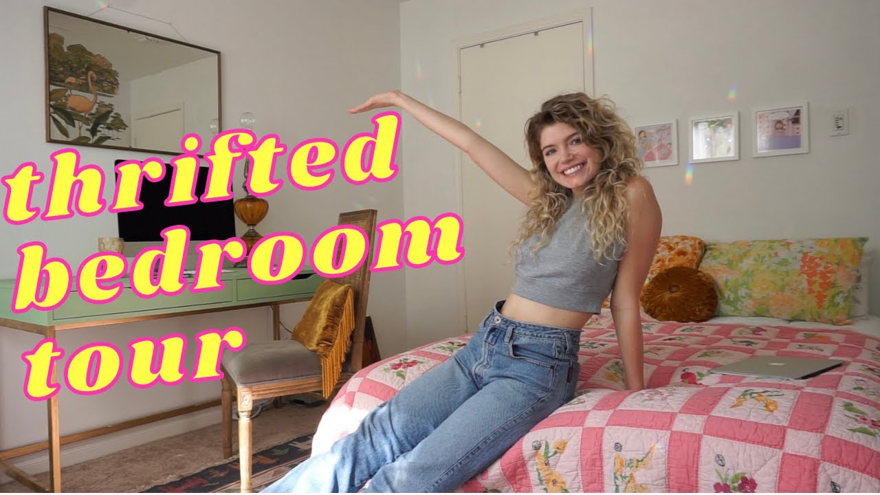 BEDROOM TOUR (thrifted and vintage!) - YouTube