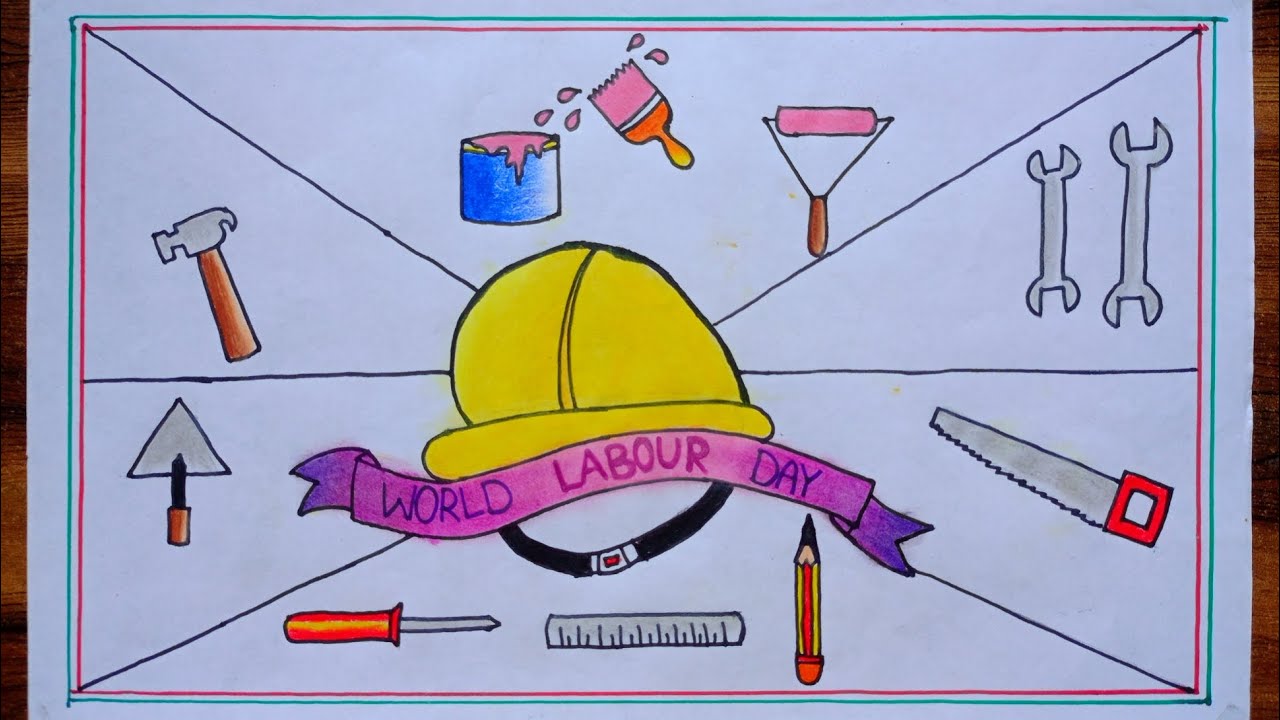 World Labour Day Drawing।World Labour Day Poster। How To Draw Easy & Step By Step। Poster For Kids।