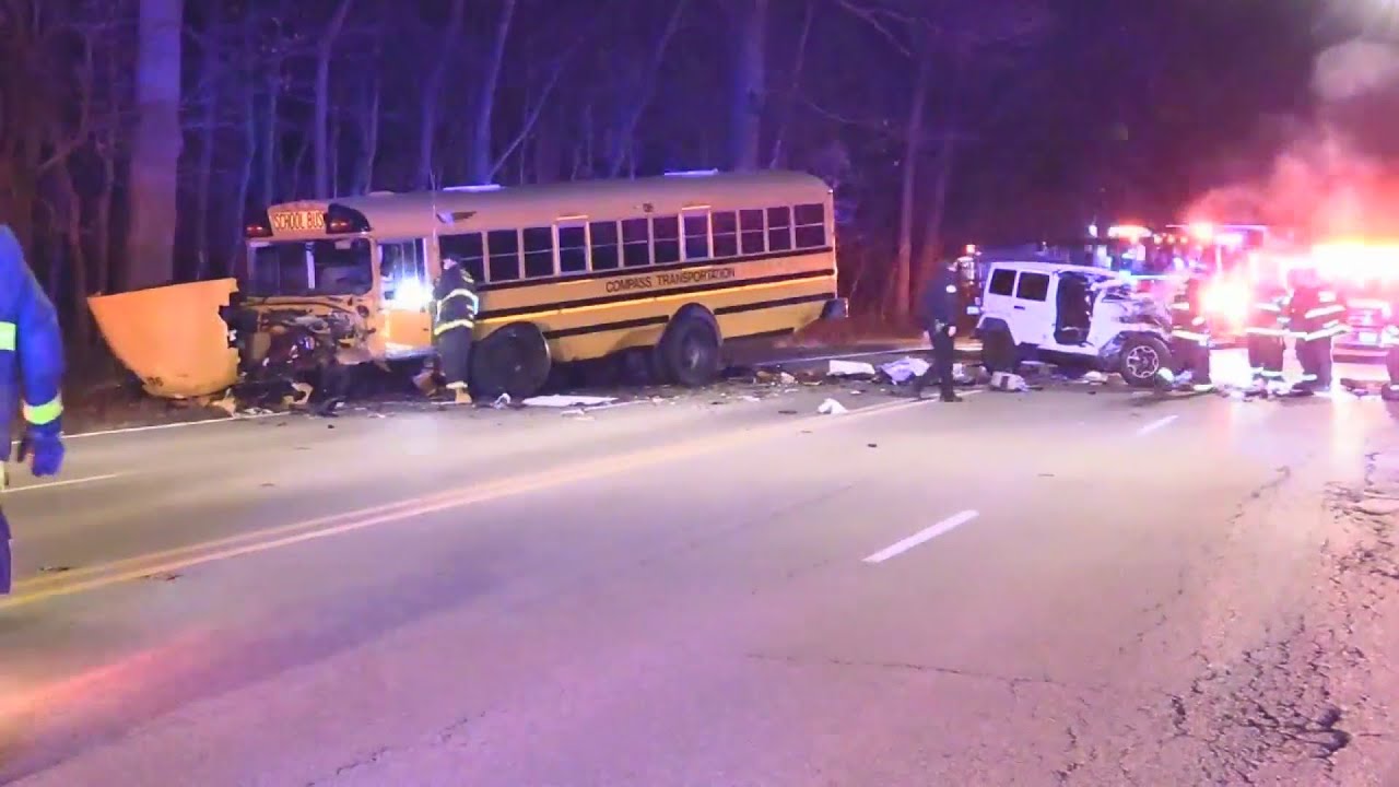Man injured in crash involving school bus, 2 other vehicles - YouTube