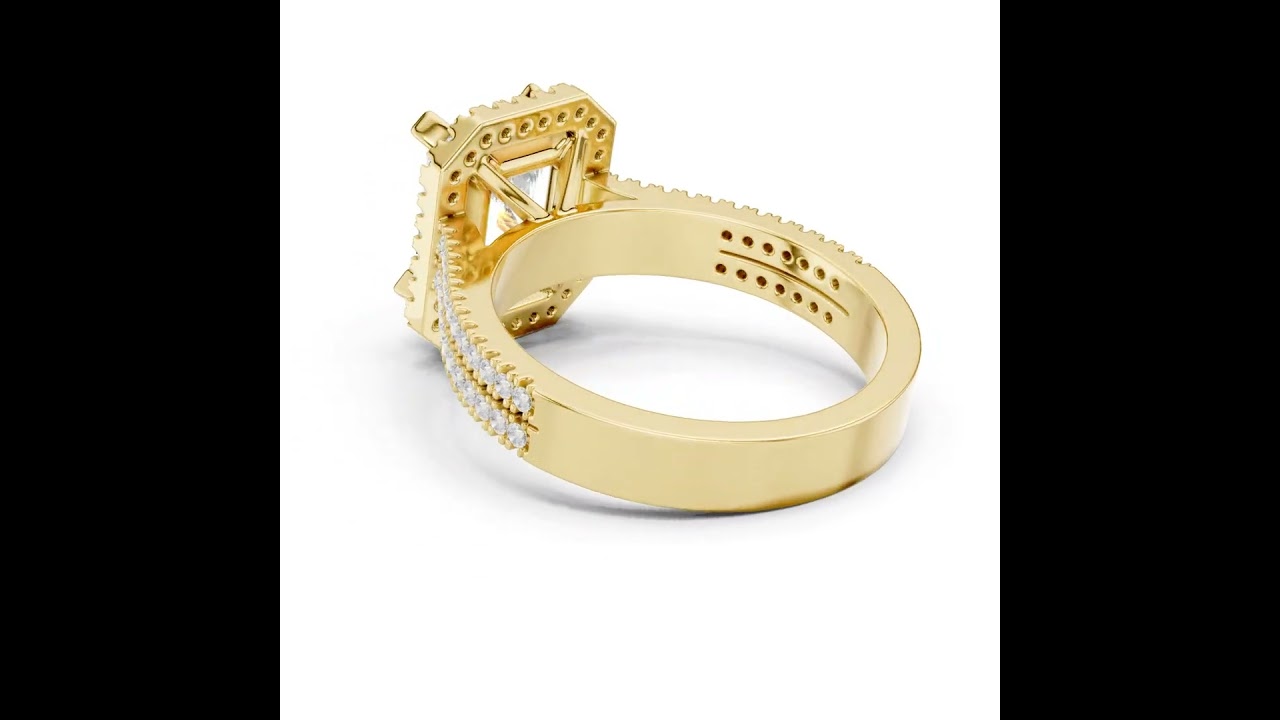 Radiant Cut Halo with Double Pave Diamond Ring