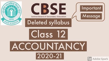 Deleted syllabus class 12 accountancy l session 2020-21 l CBSE message l Updated syllabus