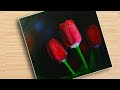 Water drops on Tulip Painting 🌷🌷 / Acrylic Painting for beginners | Episode #245