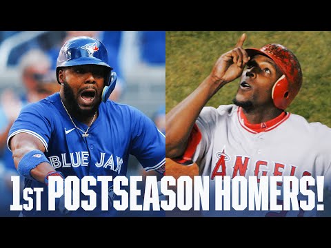 LIKE FATHER, LIKE SON! 🥹 Vladimir Guerrero Jr. and Sr.'s first career Postseason home runs!