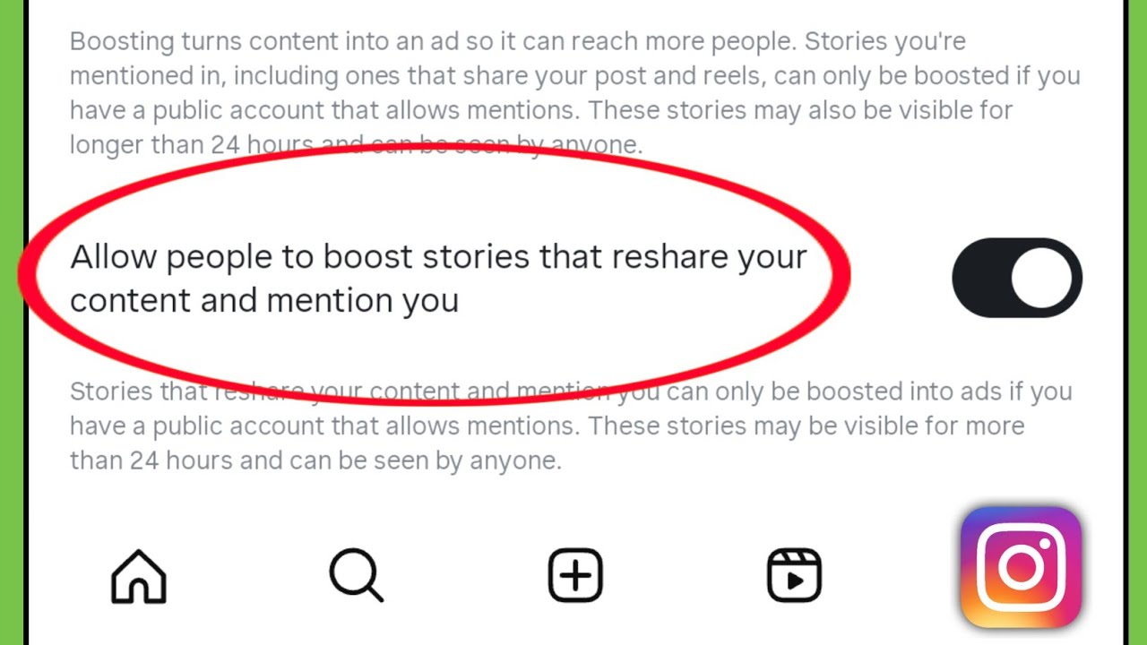 Allow people to boost stories that reshare your content and mention you on instagram