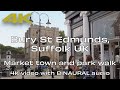 🇬🇧 Bury St Edmunds Suffolk UK⎮4K Ultra HD Binaural Audio | Barefoot Walk ⛅️ 👣