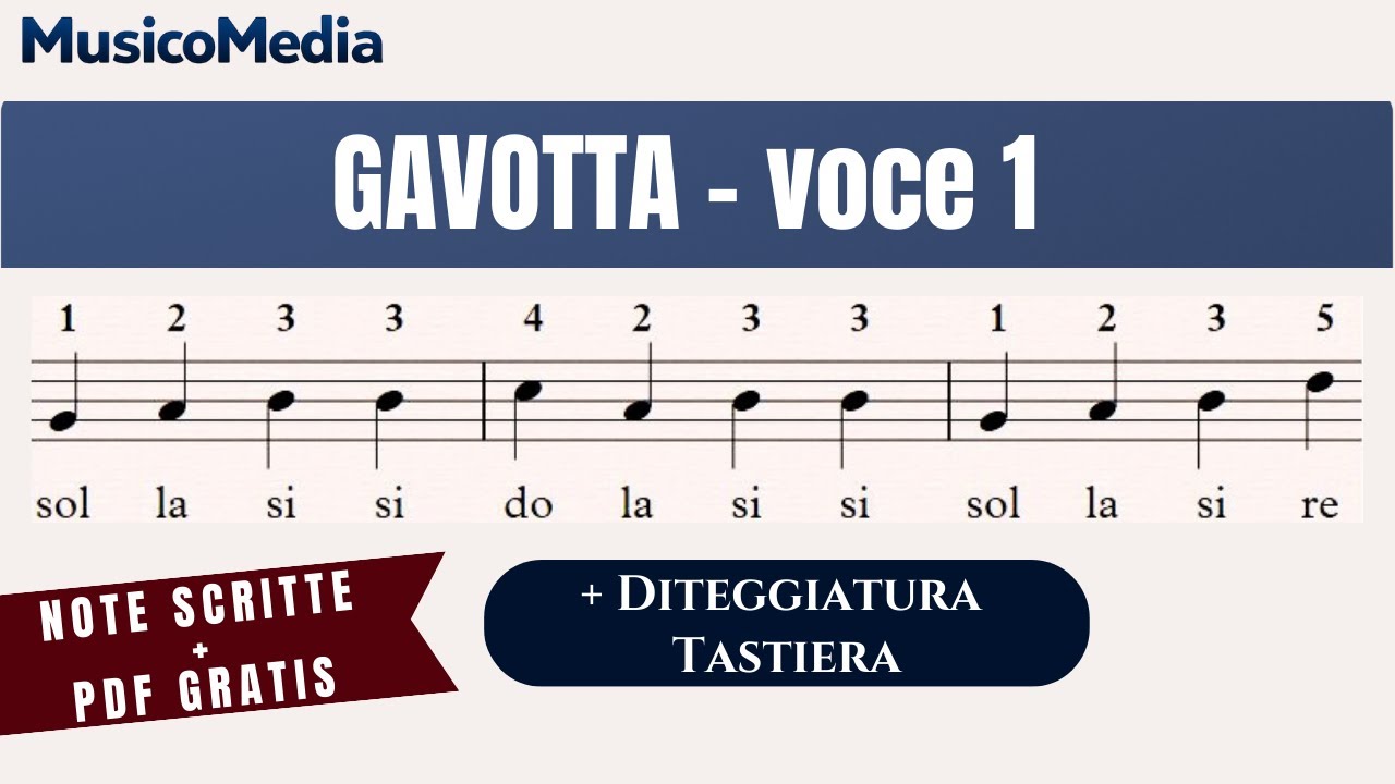GAVOTTA - voce 1 - FREE PDF - Spartito facile per flauto dolce - YouTube