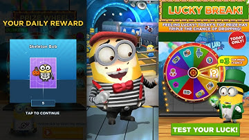Minion Rush Mime costume run & Prize Wheel reward Skeleton Bob cards
