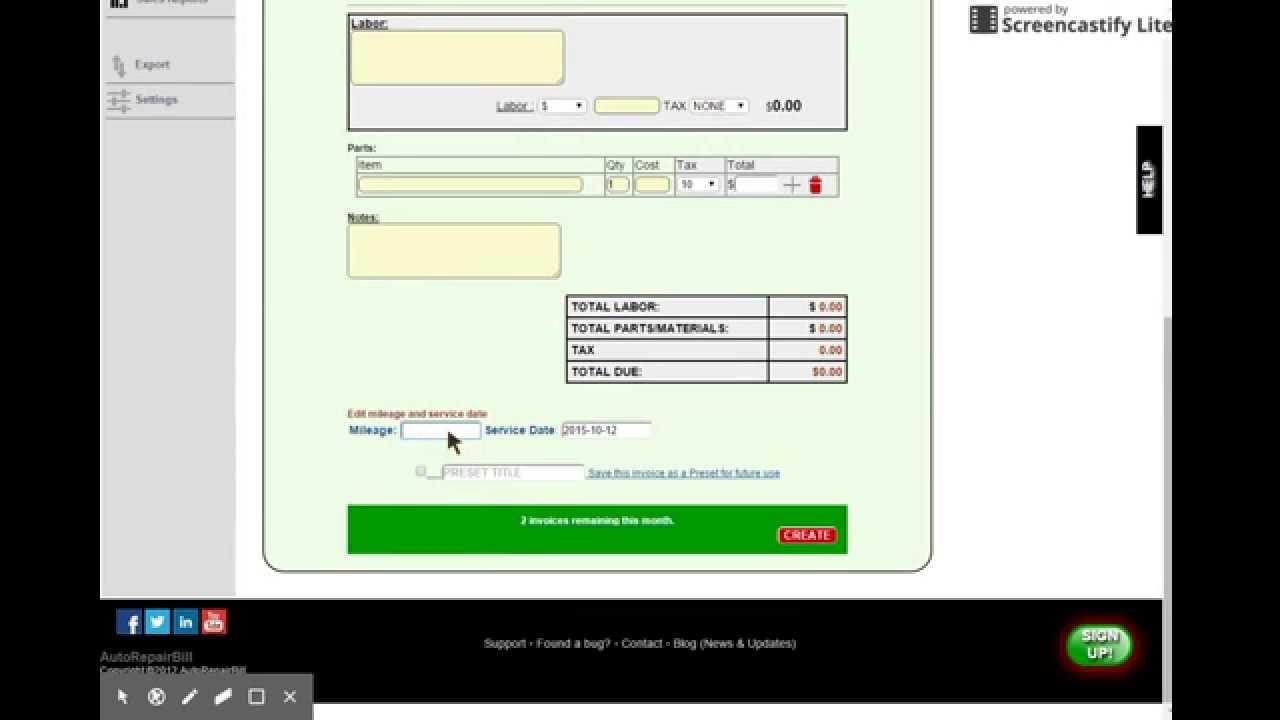 Updating mileage and last service from new invoice screen - YouTube