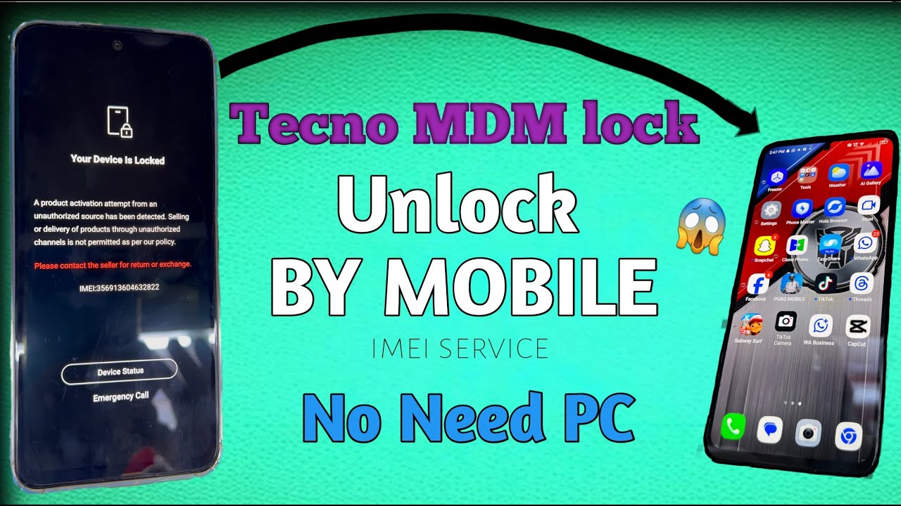 Tecno MDM lock Unlock With phone Without Pc||  imei service ||