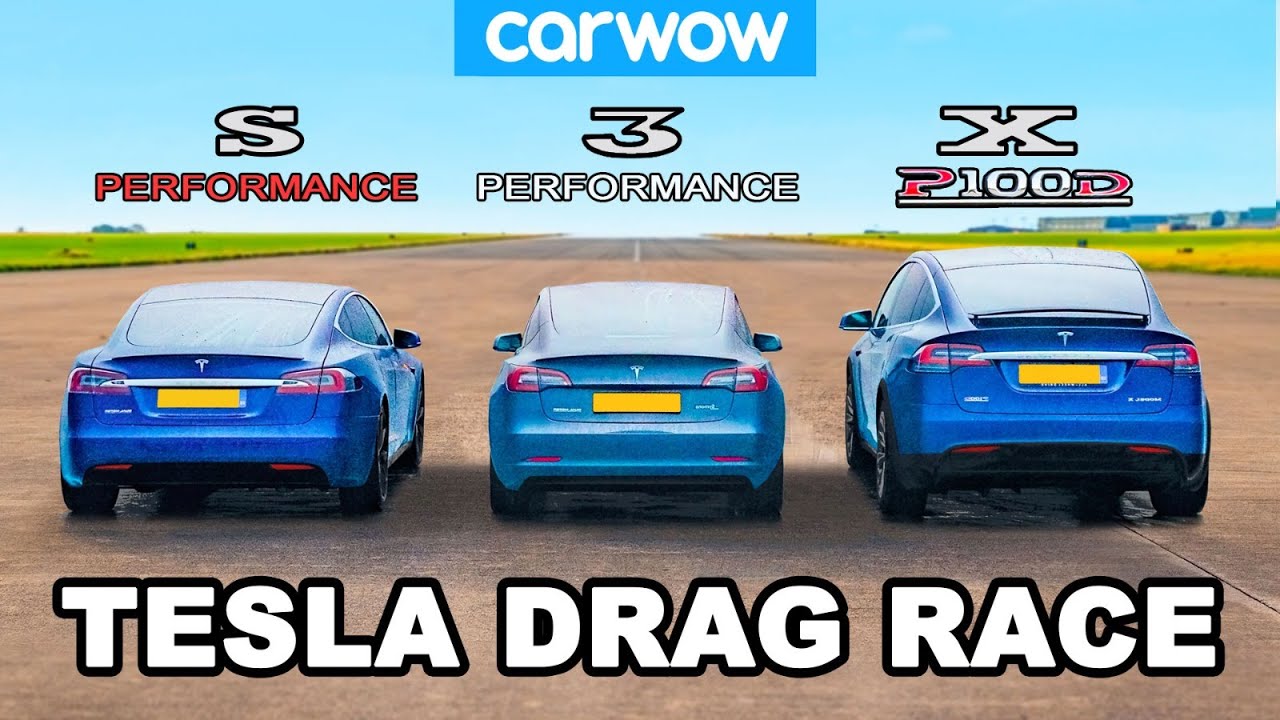 Model S vs 3 vs X   Tesla Performance DRAG RACE ROLLING RACE  FREIN TEST