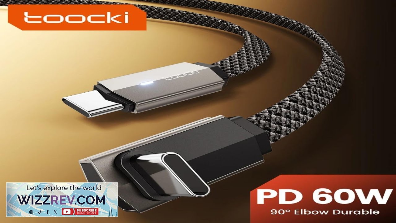 Угловой кабель Toocki 90 градусов, двойной разъем Type-C, для подключения к осветительному оборуд...