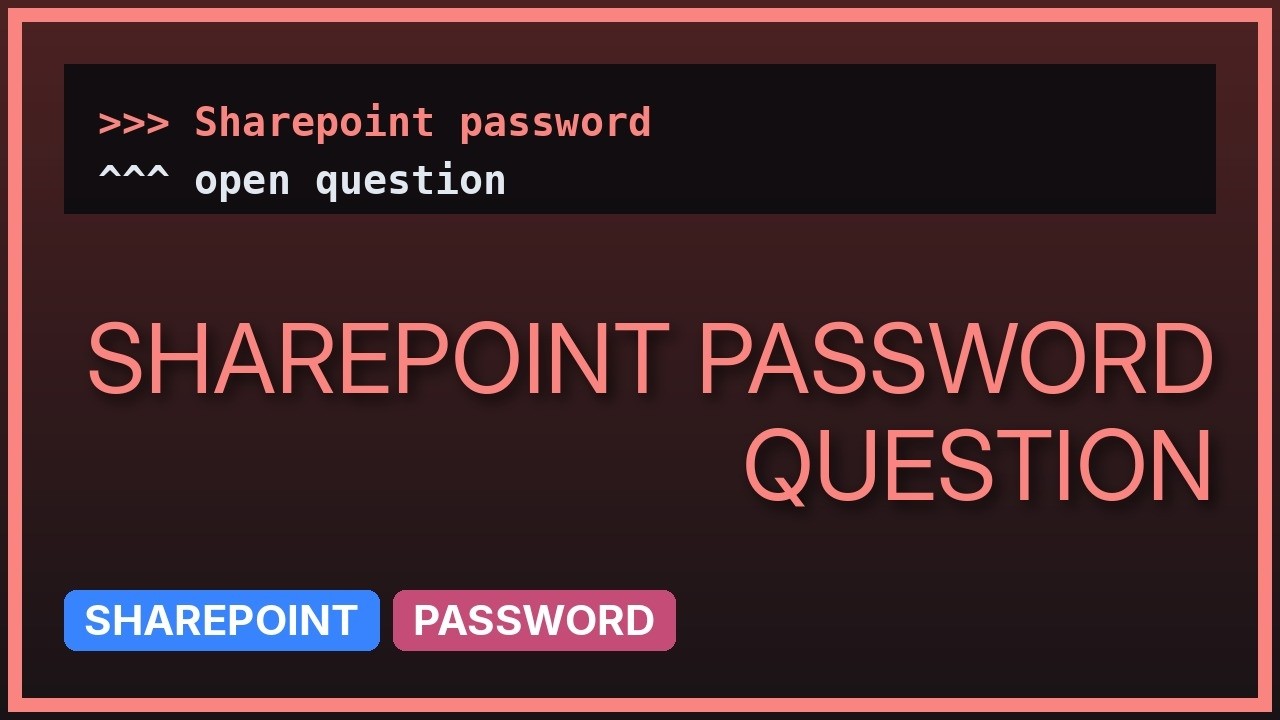 Sharepoint: Using sharepoint for password management? - YouTube