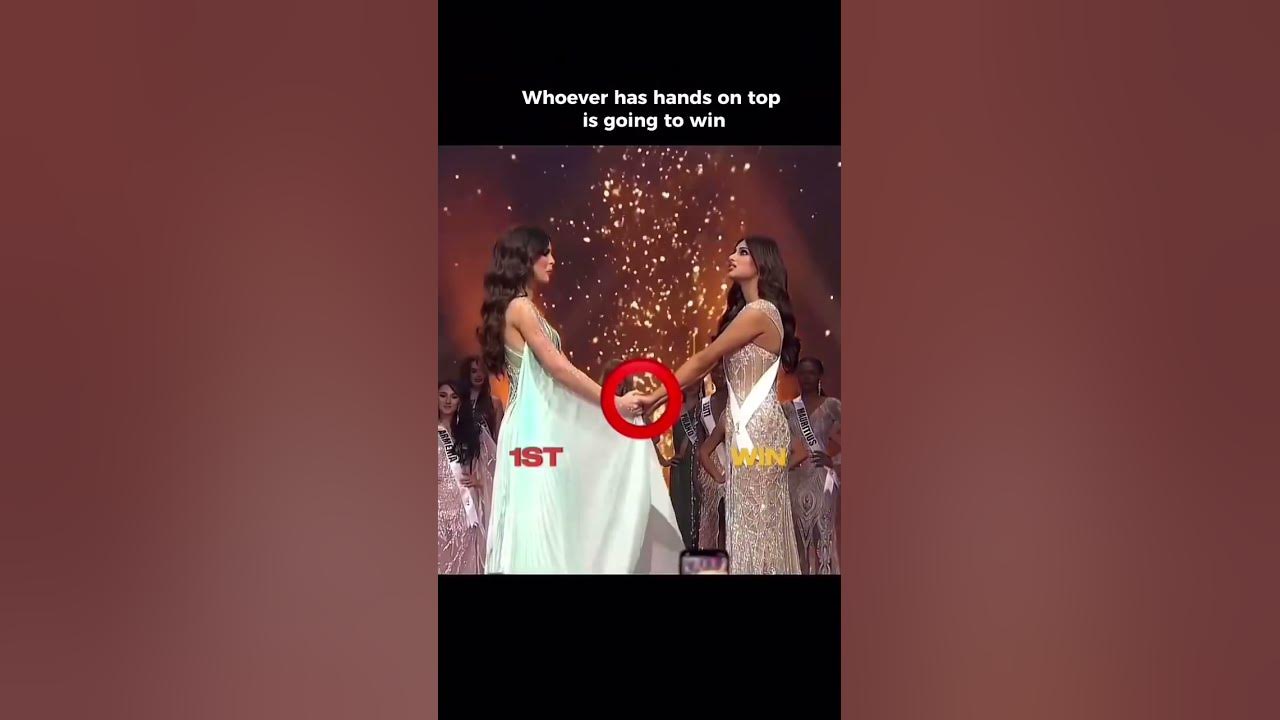 who ever has hand on the top going to win👑 #missuniverse #shorts